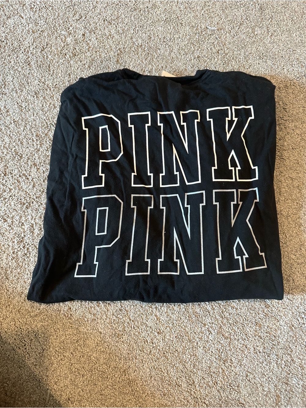 PINK Victoria's Secret Black Long Sleeve Tee with White Logo